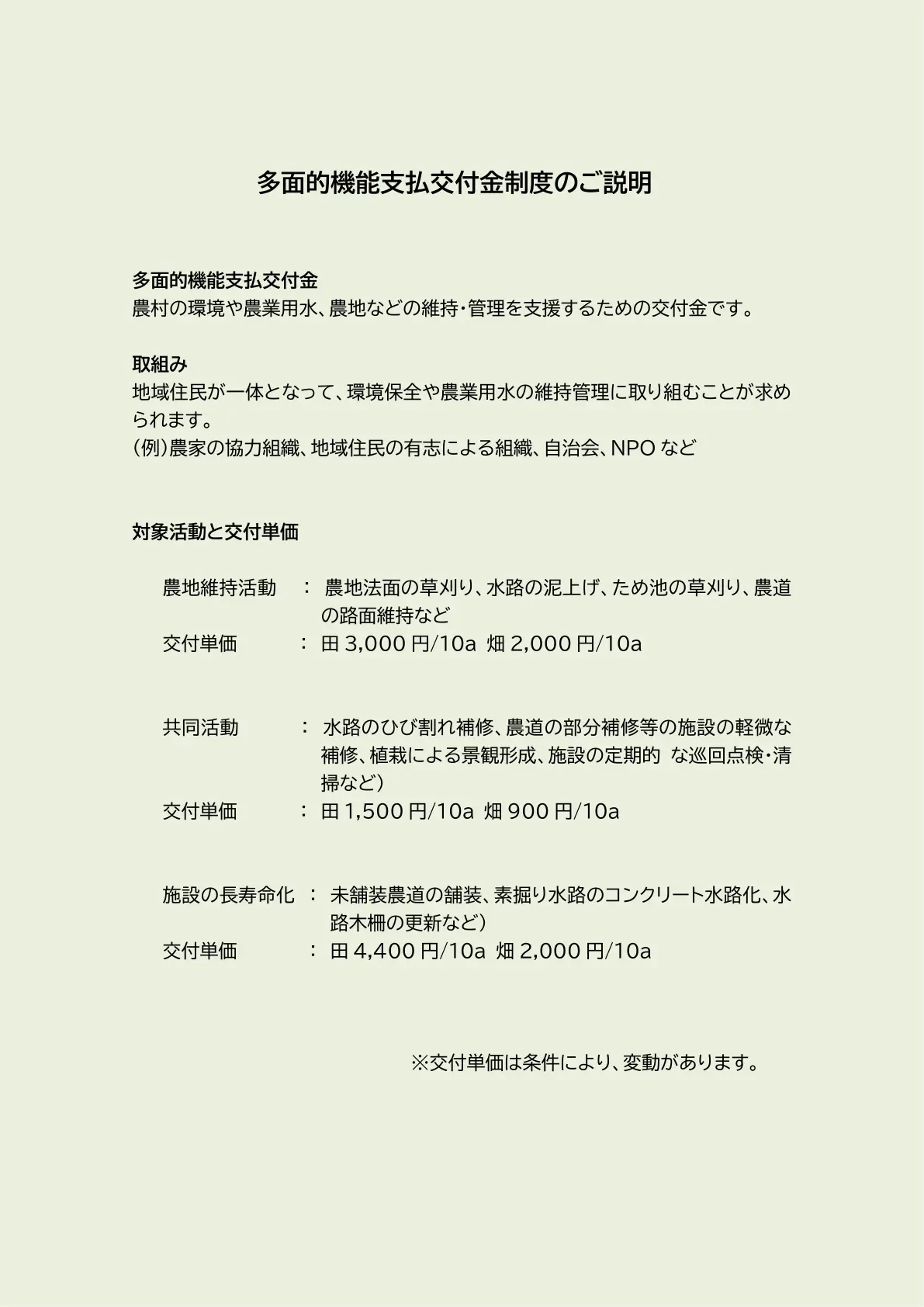 多面的機能支払交付金